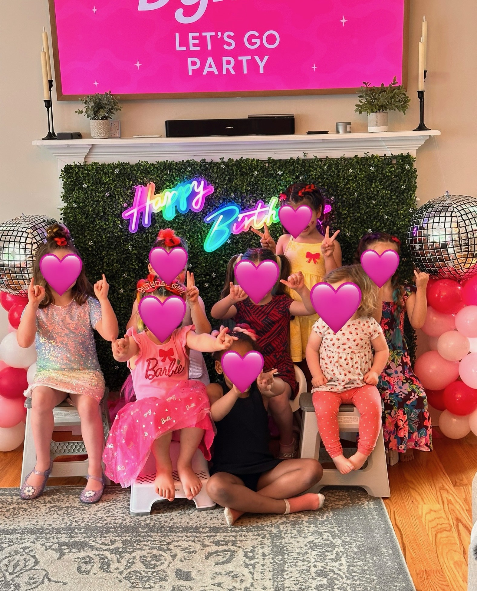 Birthday party group photo backdrop